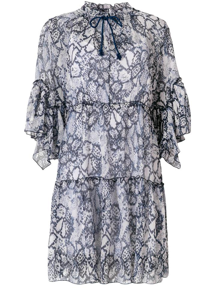 See By Chloé Tie Neck Ruffle Dress - Blue