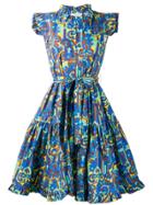 La Doublej Printed Ruffle Dress - Blue