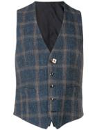 Lardini Wool Checked Waistcoat - Blue
