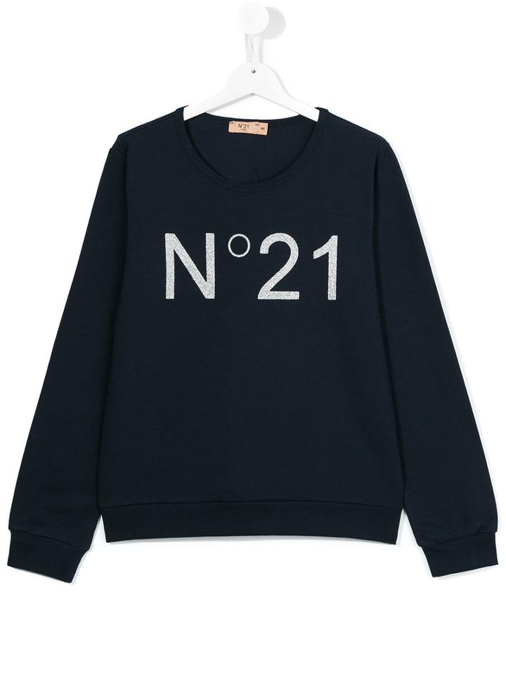 No21 Kids Logo Print Sweatshirt, Girl's, Size: 14 Yrs, Blue