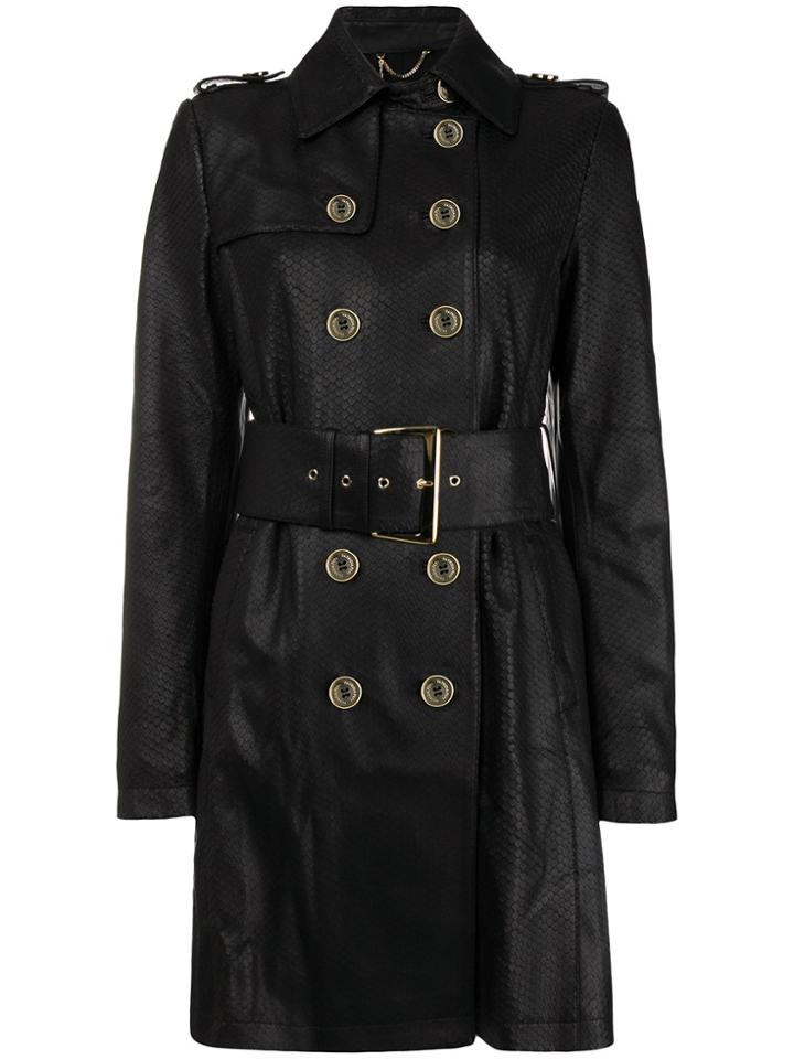Patrizia Pepe Snake-effect Trench Coat - Black