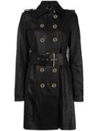 Patrizia Pepe Snake-effect Trench Coat - Black
