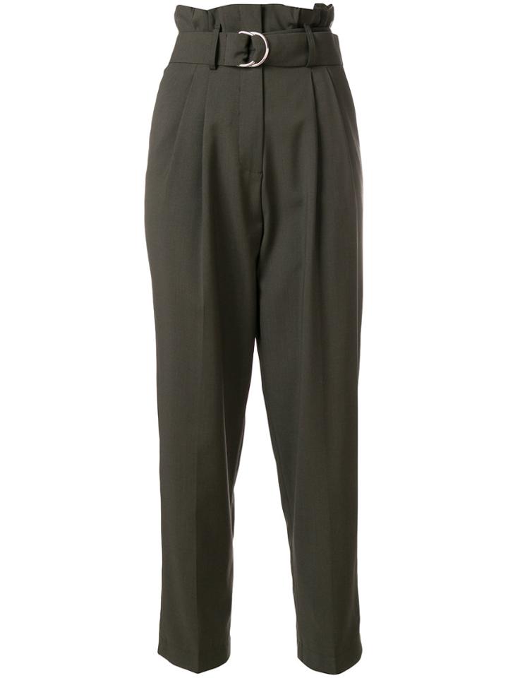 Harmony Paris High-waist Belted Trousers - Green