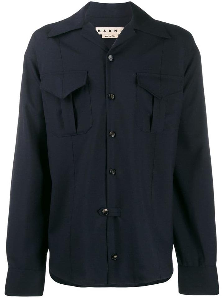 Marni Tailored Military Style Shirt - Blue