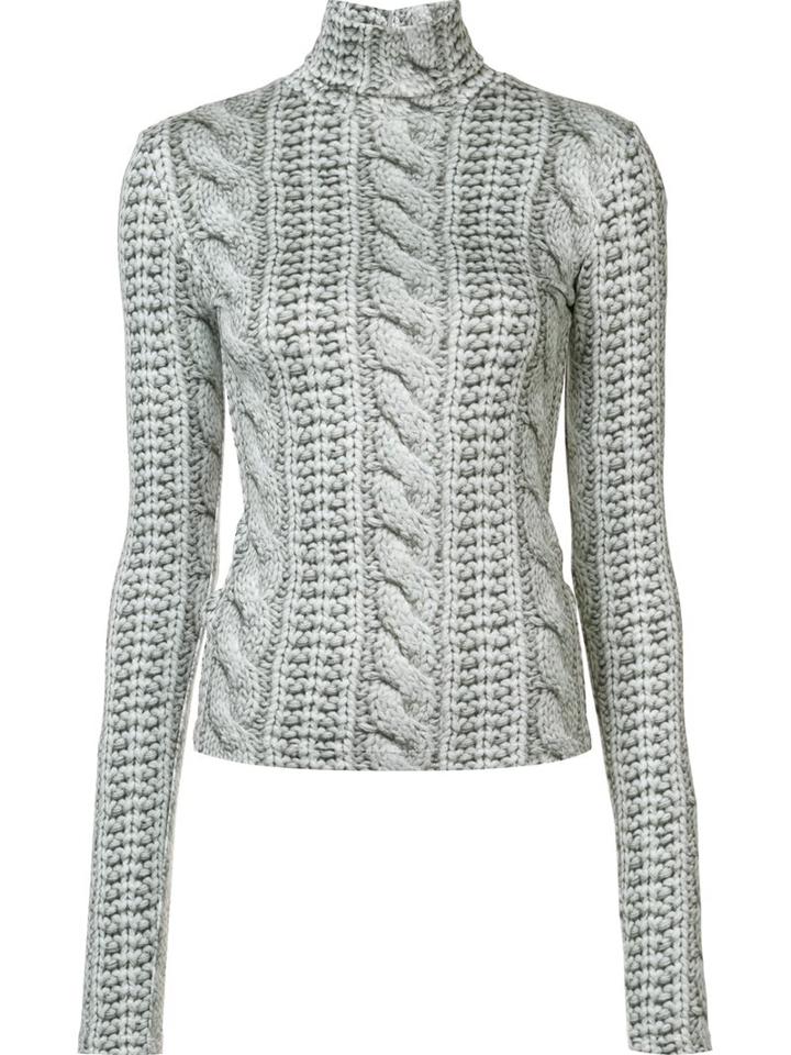 Christian Siriano Cable Knit Printed Roll Neck Top