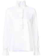 Vilshenko Embroidered Ruffles Blouse, Women's, Size: 6, White, Cotton