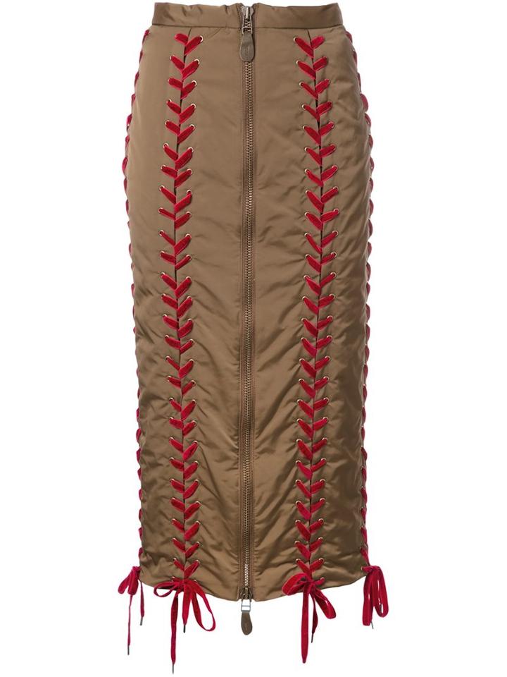 G.v.g.v. Lace-up Skirt, Women's, Size: 36, Brown, Polyester