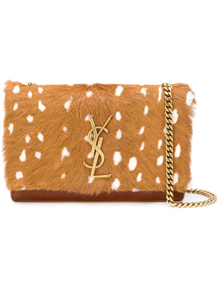 Saint Laurent Fur Monogram Kate Shoulder-bag - Brown