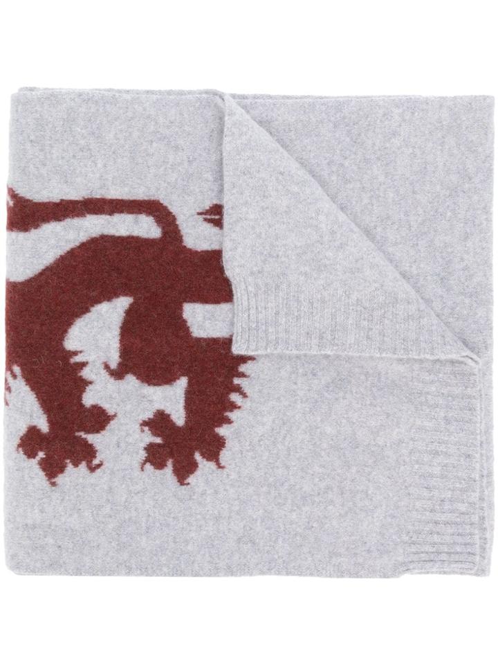 Pringle Of Scotland Lion Emblem Scarf - Grey