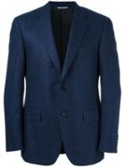 Canali Woven Single Breasted Blazer, Men's, Size: 52, Blue, Wool/silk/cashmere/cupro