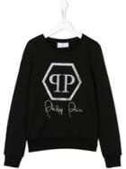 Philipp Plein Junior Teen Logo Embellished Sweatshirt - Black