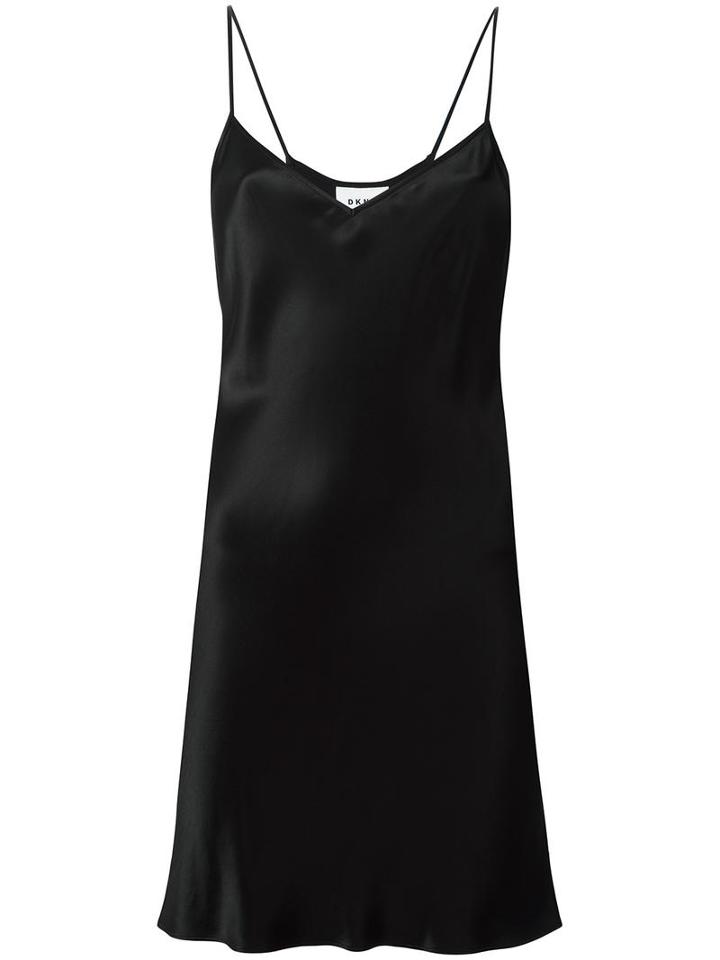 Dkny Long Satin Cami Top, Women's, Size: Xs, Black, Viscose