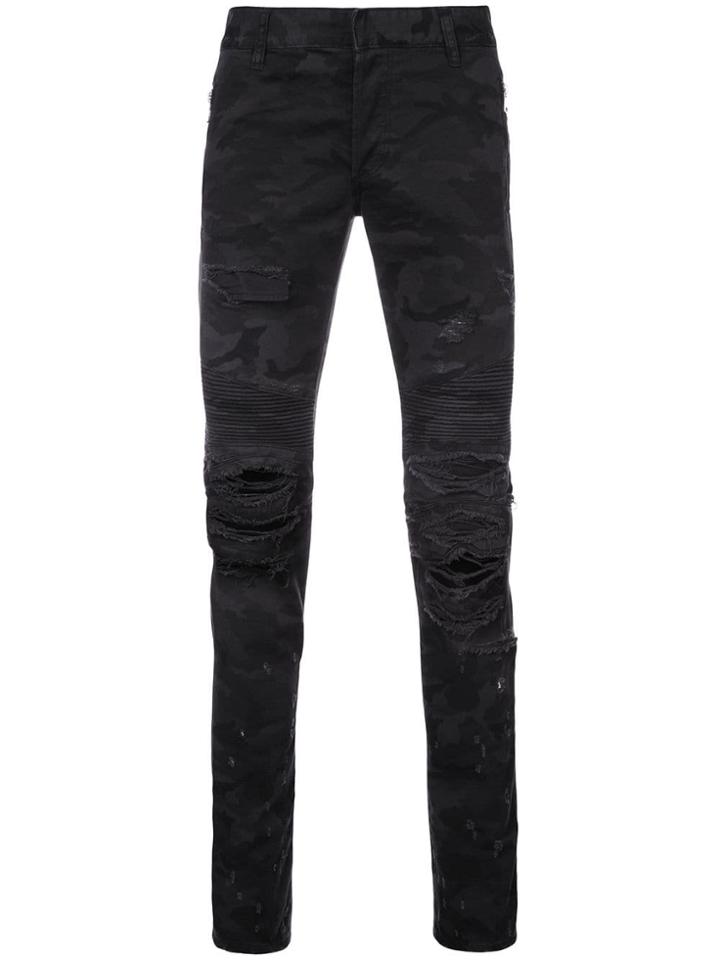 Balmain Ripped Slim Fit Jeans - Black
