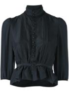 Dsquared2 'victorian' High Collar Blouse, Women's, Size: 40, Black, Silk/cotton/polyamide