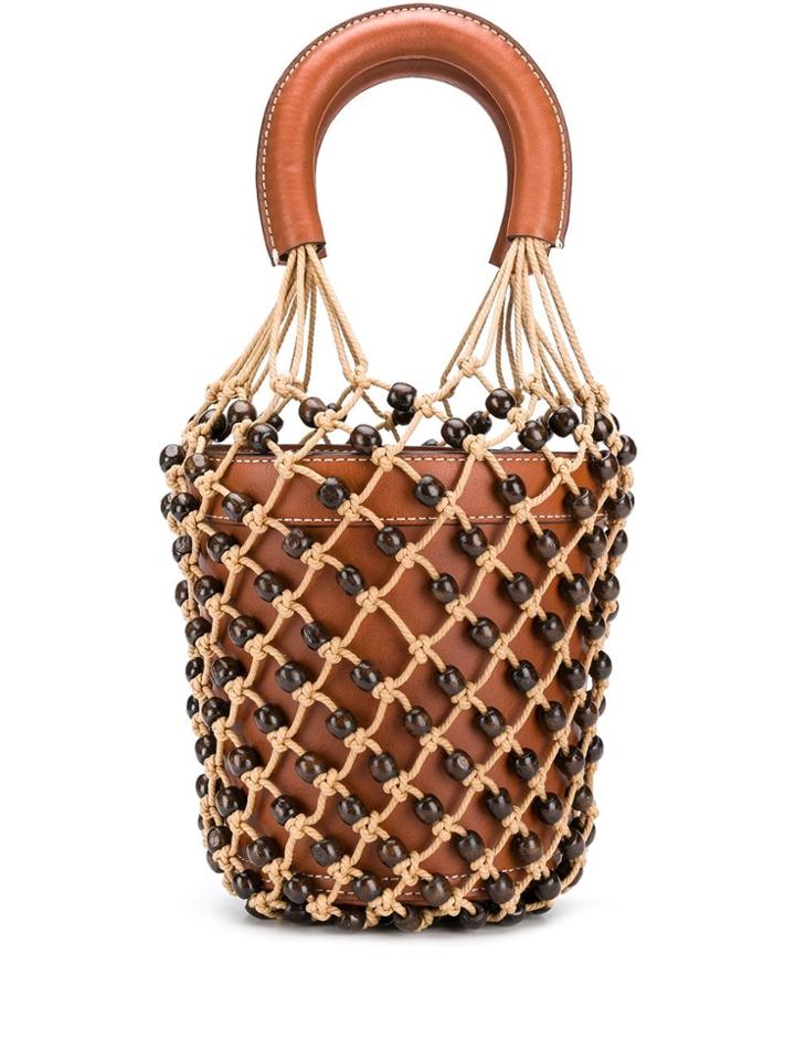 Staud Netted Tote Bag - Bnch Brown Nat Brown Bead
