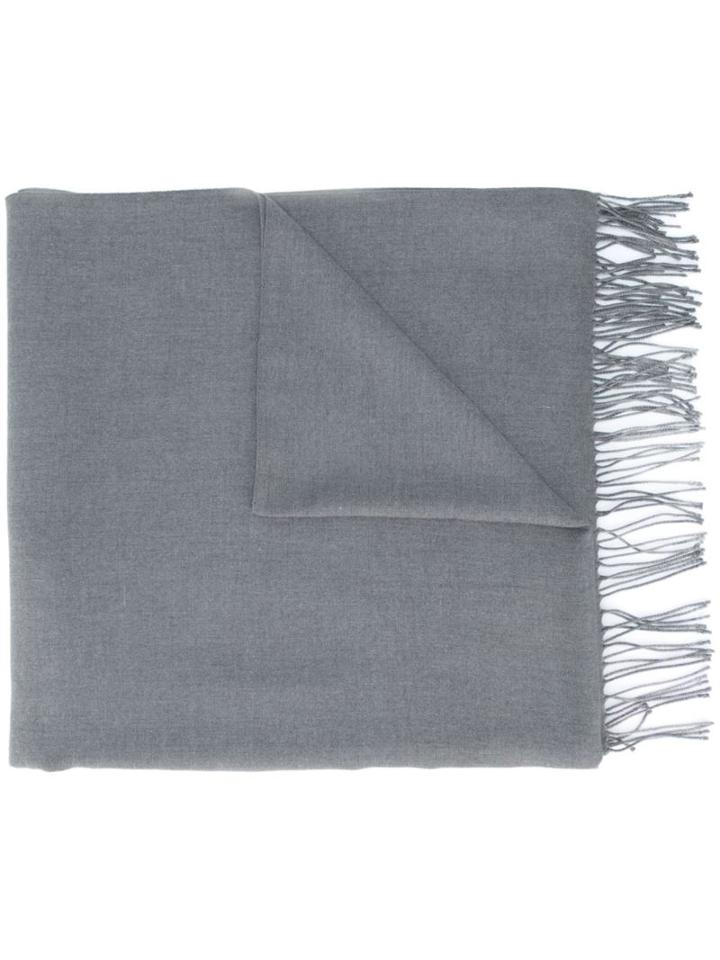 Emporio Armani Frayed Scarf, Men's, Grey, Polyester/viscose