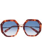 Salvatore Ferragamo Octagonal Frame Sunglasses - Brown