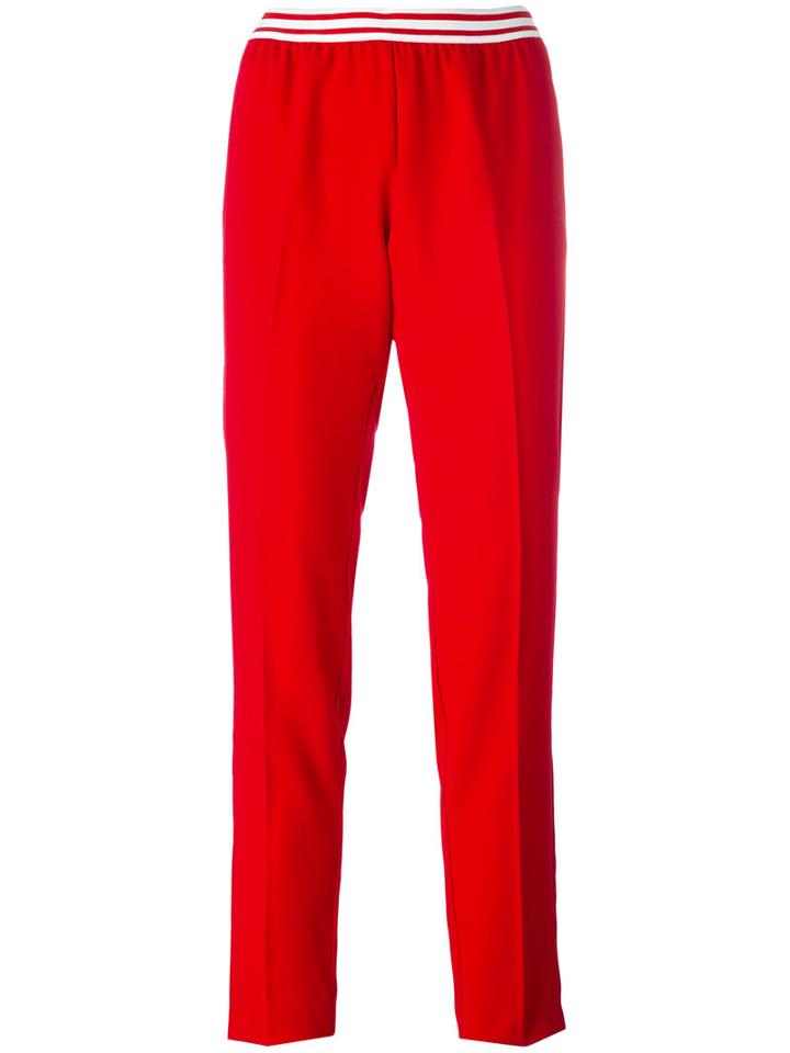 Ermanno Ermanno Elasticated Cropped Tapered Trousers, Women's, Size: 40, Red, Polyester/acetate/polybutylene Terephthalate (pbt)