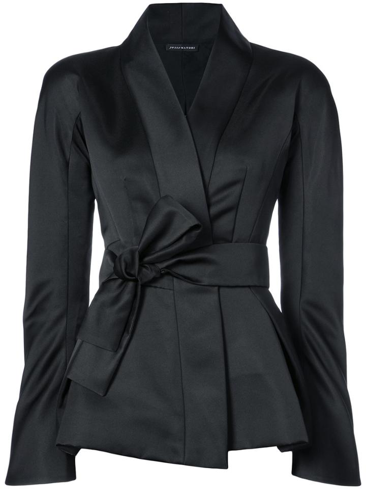 Natori Tie Waist Wrap Jacket - Black