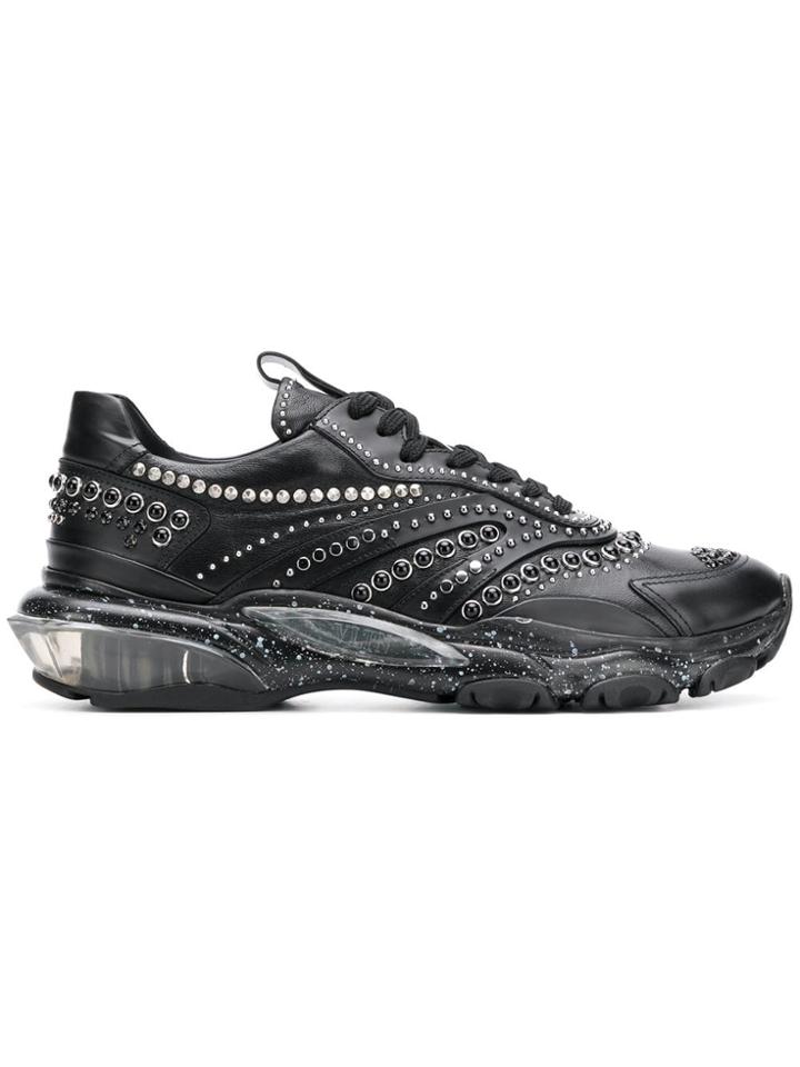 Valentino Valentino Garavani Embellished Lace-up Sneakers - Black