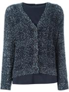 Brunello Cucinelli Marled Buttoned Cardigan, Women's, Size: Medium, Blue, Silk/polyamide/polyester/wool