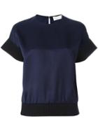 Victoria Beckham Ribbed Hem T-shirt, Women's, Size: 36, Blue, Viscose/wool/polyamide/spandex/elastane