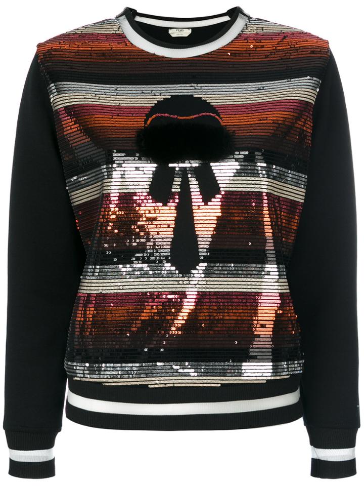Fendi Sequinned Karlito Feature Sweater - Black