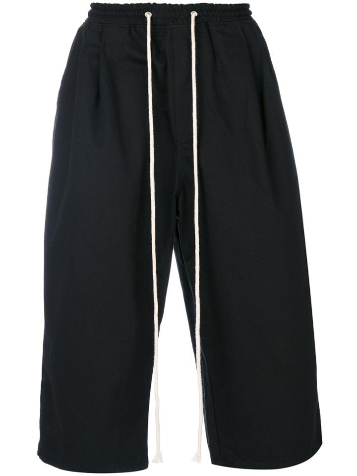 Yuiki Shimoji Extra-length Drawstring Cargo Shorts - Black