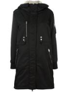 Diesel Buttoned Hooded Mid Coat, Women's, Size: Medium, Black, Acrylic/polyester