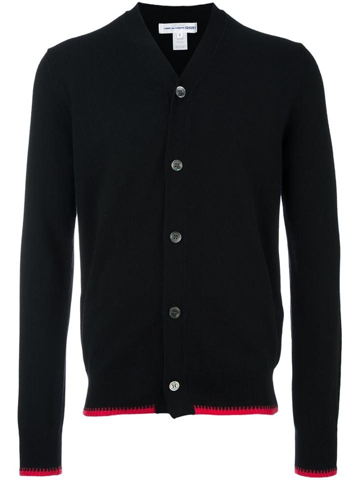 Comme Des Garçons Shirt Hem Detail V-neck Cardigan, Men's, Size: Medium, Black, Wool