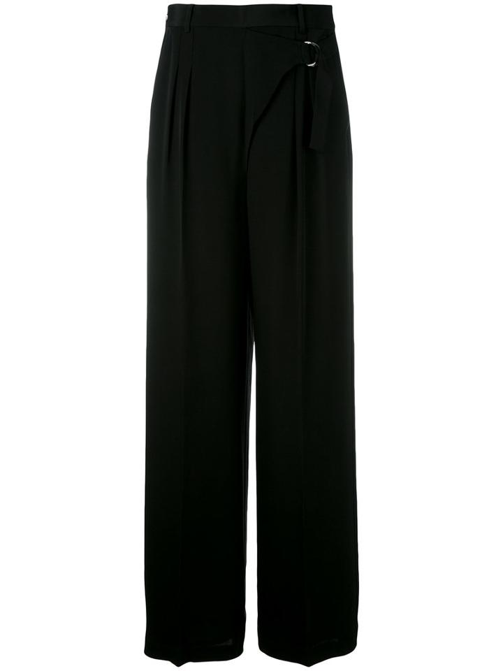 T By Alexander Wang - Wrap-effect Palazzo Pants - Women - Silk/polyester - 6, Women's, Black, Silk/polyester
