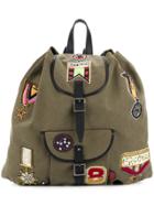 Valentino Valentino Garavani Badge Embroidered Backpack - Green