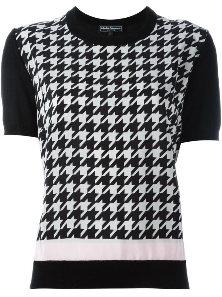 Salvatore Ferragamo Houndstooth Print T-shirt