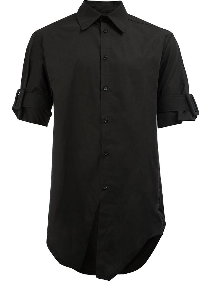 Yang Li Buckled Sleeves Shirt, Men's, Size: 50, Black, Cotton