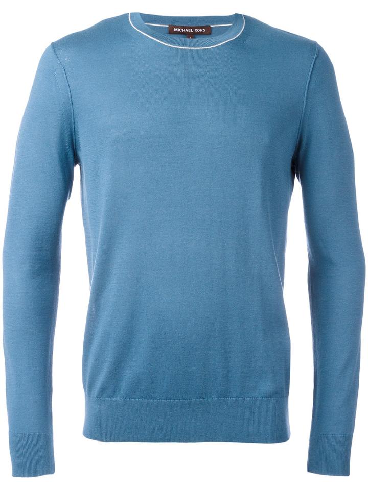 Michael Kors Knitted Sweater, Men's, Size: Xxl, Blue, Silk/cotton
