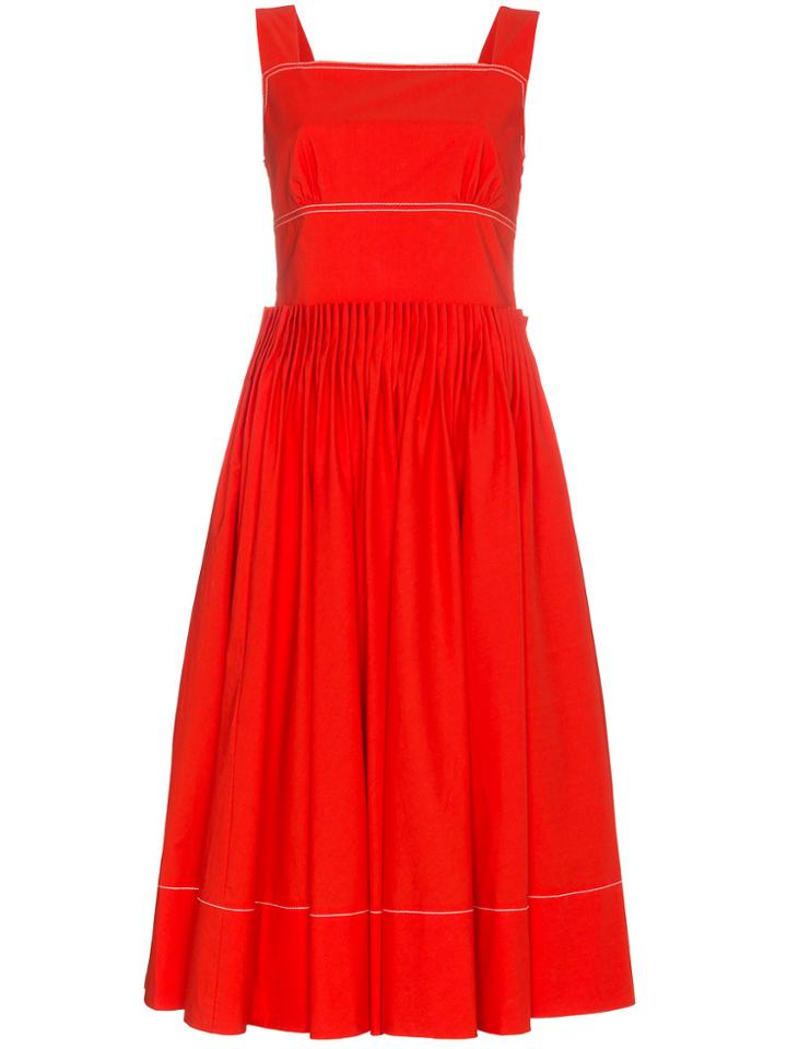 Marni Contrast Stitch Smock Dress - Red