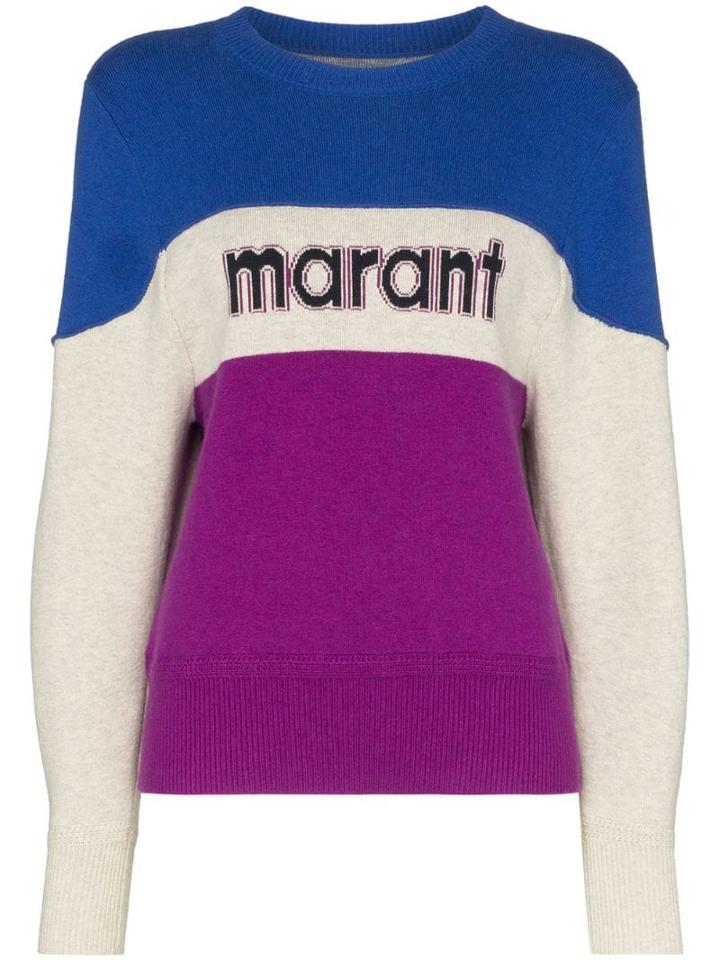 Isabel Marant Étoile Kedy Colour-block Logo Jumper - Blue