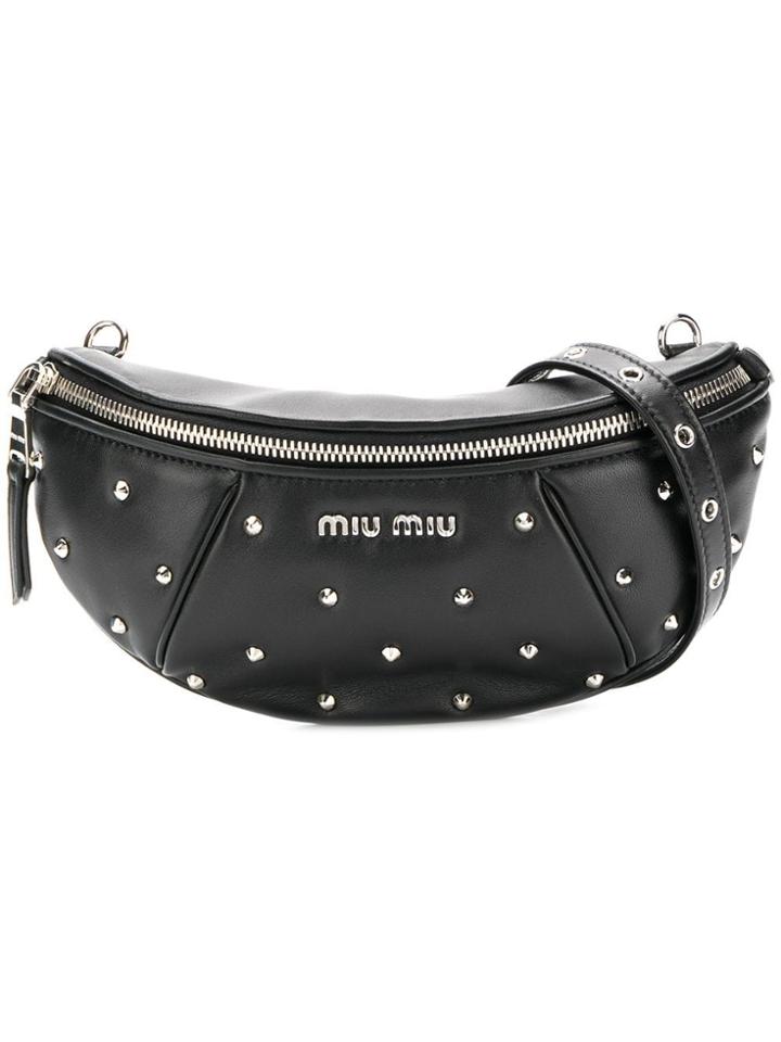 Miu Miu Spike Studded Belt Bg - Black