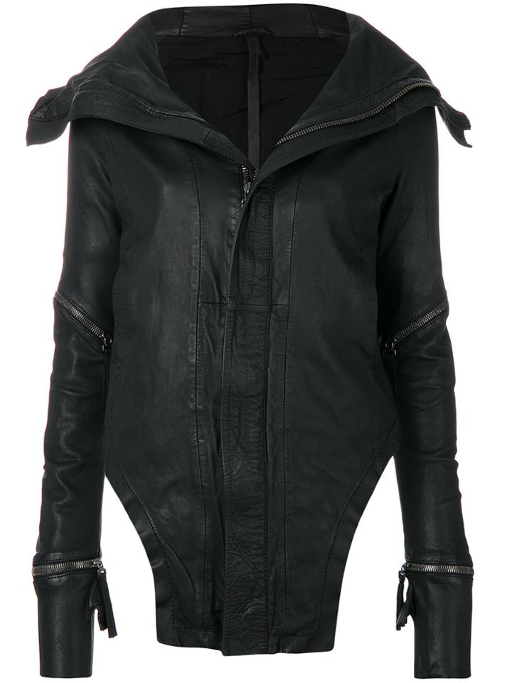Barbara I Gongini Cut Away Leather Jacket - Black