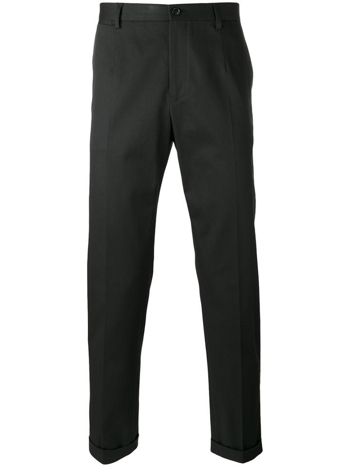 Dolce & Gabbana Piped Trousers, Men's, Size: 48, Black, Cotton/spandex/elastane