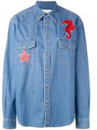 Ava Adore - Seahorse Patch Denim Shirt - Women - Cotton - 38, Blue, Cotton