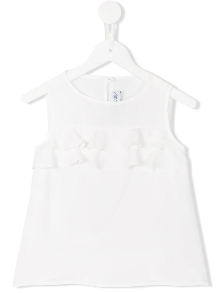 Simonetta Ruffled Tank Top, Girl's, Size: 10 Yrs, White