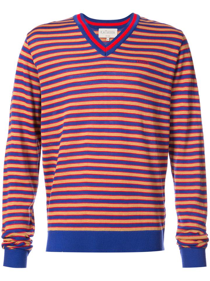 Katama Striped V-neck - Blue