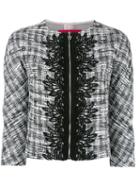 Moncler Gamme Rouge Jacquard Trim Cropped Jacket, Women's, Size: I, Black, Acrylic/polyester/polyamide/silk