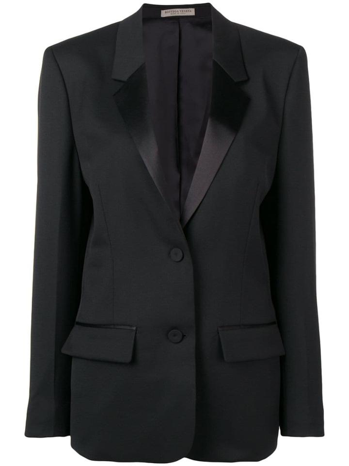 Bottega Veneta Satin Lapel Blazer - Black