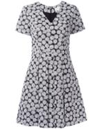Michael Michael Kors Leaf Print Flared Dress, Women's, Size: 8, Black, Polyester/spandex/elastane/cotton