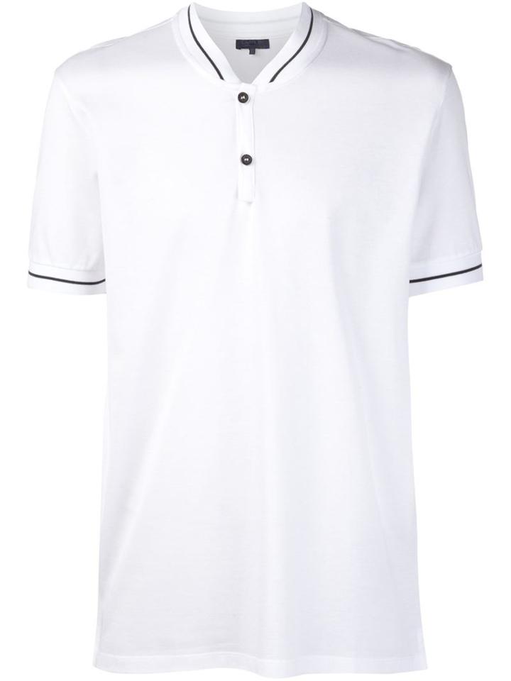 Lanvin Contrast Trim Polo Shirt, Men's, Size: L, White, Cotton
