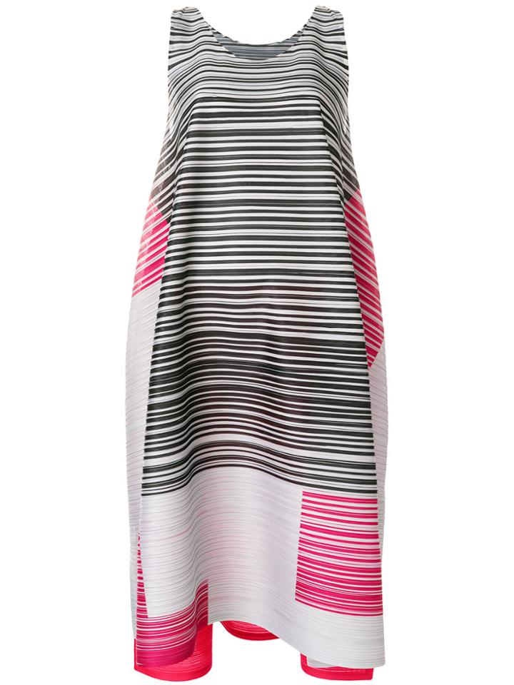 Pleats Please By Issey Miyake Asymmetric Multi-stripe Dress - Grey
