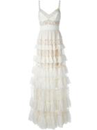 Elie Saab Frill Lace Evening Dress, Women's, Size: 38, White, Silk/polyamide/cotton