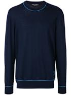 Dolce & Gabbana Contrast Pipe Trim Sweater - Blue